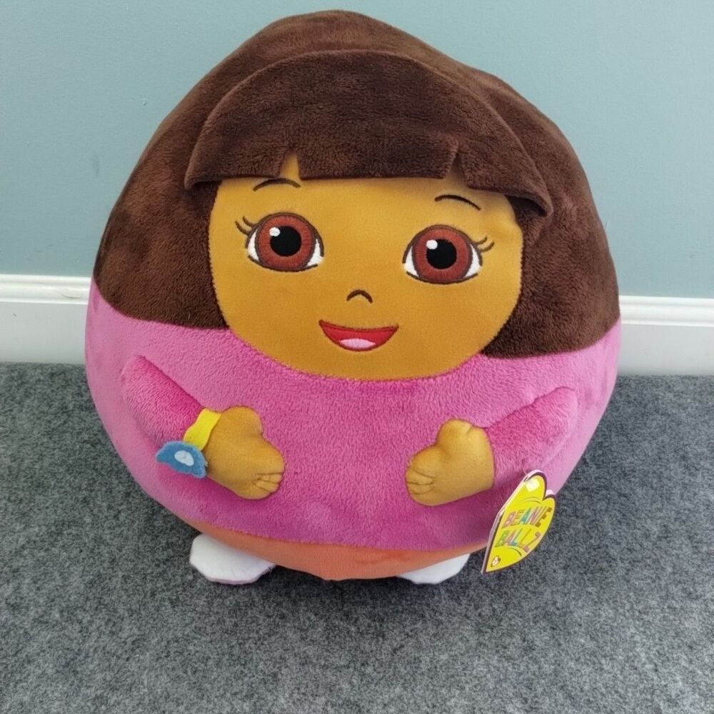 Ty Beanie Ballz- New Dora The Explorer MWMTs Charming Smiling Face Medium 7.5"